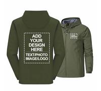 Giacca antipioggia personalizzata da uomo softshell con cerniera completa giacca a vento con logo e testo personalizzati felpa con cappuccio top da lavoro personalizzati, green-x_l