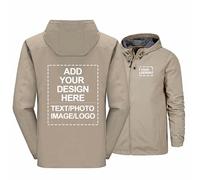 Giacca antipioggia personalizzata da uomo softshell con cerniera completa giacca a vento con logo e testo personalizzati felpa con cappuccio top da lavoro personalizzati, khaki-3x_l
