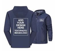Giacca antipioggia personalizzata da uomo softshell con cerniera completa giacca a vento con logo e testo personalizzati felpa con cappuccio top da lavoro personalizzati, navy-s