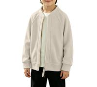 Giacca antivento per bambini con collo alto, ideale per l'autunno. Modello con cappuccio, perfetto per giocare e per il comfort stagionale. (Beige, 4-5 Years)
