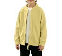 Giacca antivento per bambini con collo alto, ideale per l'autunno. Modello con cappuccio, perfetto per giocare e per il comfort stagionale. (Yellow, 5-6 Years)