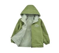 Giacca Antivento Reversibile in Pile per Ragazzi Sportiva Invernale con Cappuccio Calda e Pratica per Esterni Bambini e Adolescenti (Green, 5-6 Years)