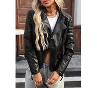 Giacca Biker Donna Pelle Sintetica Slim Fit Con Zip E Tasche Chiodo Nero BKR9212
