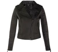 Giacca Biker In Pelle Da Donna Trapuntata Nera Opaca In Vera Lamb Nappa Gotica