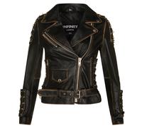 Giacca Biker In Pelle Nera Da Donna Brando Moto “LIVE TO RIDE” In Pelle Di Mucca