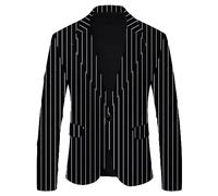 Giacca blazer a righe da uomo,Blazer da uomo con un bottone, Nero , 3XL