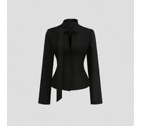 Giacca Blazer da Donna alla moda Casual Sexy, Colore Nero Classico, Versatile Alla Moda con Dettaglio Unico a Nastro, Stile Elegante e Delicato, Nuovo Arrivo per l'Inizio dell'Autunno, Capo Elegante L