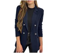 Giacca blazer da donna, classico collo a tacca, giacche doppiopetto a maniche lunghe, capospalla, blazer casual da lavoro per ufficio, senza tasche I miei ordini Articoli Il mio ordine Tendenza, Blu