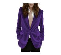 Giacca blazer da donna in velluto con un bottone, giacca calda per inverno, autunno, primavera, lavoro, ufficio, Viola, L