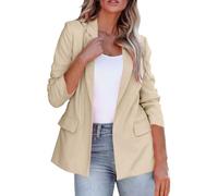Giacca Blazer Donna Elegante Cappotto Curvy Manica Lunga con Tasca E Bottoni Lunga Giacca da Abito Moda Casual Business Aperto Solida Tailleur da Lavoro Outwear Oversize Cerimonia
