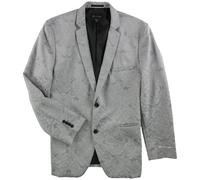 Giacca Blazer Jacquard A Due Bottoni I.N.C Uomo, Grigio, Medio