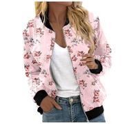 Giacca bomber casual da donna, leggera, a maniche lunghe, antivento, per primavera e autunno, con tasche, 1c-rosa, M