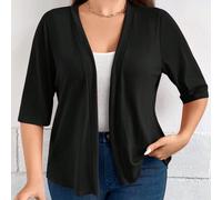 Giacca bomber casual da donna taglie forti con stampa leopardata e maniche a 3/4, abbigliamento casual per l'autunno e l'inverno, ideale per il ritorno a scuola 0XL,1XL,2XL,3XL,4XL,5XLColore unicoTess