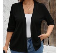 Giacca bomber casual da donna taglie forti con stampa leopardata e maniche a 3/4, abbigliamento casual per l'autunno e l'inverno, ideale per il ritorno a scuola 0XL,1XL,2XL,3XL,4XL,5XLColore unicoTess