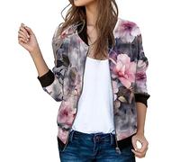 Giacca Bomber da Donna,Antivento Outwear Casual Colletto Alto Giubbotto Moto Leggere per Donna Giacchetto Mezza Primavera E Autunno Il Tempo Libero