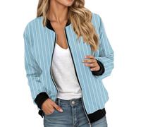 Giacca Bomber da Donna,Casual Zip Up Solido Cappotto Aviatore Giubbotto Moto Leggere Casual per Donna Maniche Lunghe Jacket Molla Il Tempo Libero