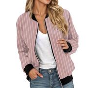 Giacca Bomber da Donna,Casual Zip Up Solido Cappotto Aviatore Giubbotto Moto Leggere Casual per Donna Maniche Lunghe Jacket Molla Il Tempo Libero