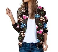 Giacca Bomber da Donna Casual Zip Up Solido Cappotto Aviatore Manica Lunga Giubbino Giubbotto Molla Felpa con Moto Outwear