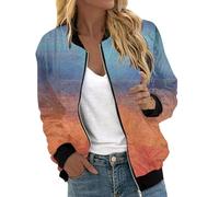 Giacca bomber da donna, corta, casual, da pilota, a maniche lunghe, con chiusura lampo, leggera, per le mezze stagioni, per ragazze e aviatori, Colore: arancione., L