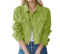 Giacca bomber da donna in stile vintage, a maniche lunghe, con risvolto e bottoni, vestibilità aderente, con tasche, EN8, S