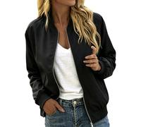 Giacca bomber da donna, leggera, autunnale, con chiusura lampo, giacca da | Giacca da mezza stagione, dal taglio ampio, per autunno e inverno, per l'ufficio e la città