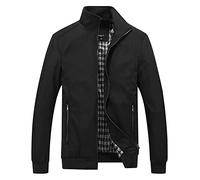 Giacca bomber da uomo, alla moda, robusta, per il tempo libero, con cerniera, leggera, casual, a vento, per le mezze stagioni, per la primavera, nero, 6XL