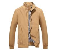 Giacca bomber da uomo, alla moda, robusta, per il tempo libero, con cerniera, leggera, casual, a vento, per le mezze stagioni, per la primavera, cachi, 7XL