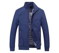 Giacca bomber da uomo, alla moda, robusta, per il tempo libero, con cerniera, leggera, casual, a vento, per le mezze stagioni, per la primavera, Blu, 6XL