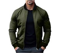 Giacca bomber da uomo in cotone, tinta unita, da baseball, sottile, per le mezze stagioni, con chiusura lampo, giacca da motociclista, taglie grandi, sottile, colletto alto, invernale, comoda giacca