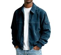 Giacca bomber da uomo in velluto a coste vintage con risvolto colar zip up giacche da camionista texture lavata autunno inverno casual vestibilità ampia cappotto da combattimento tattico escursionismo