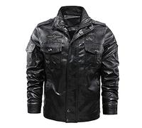 Giacca Bomber da Uomo - Retro - Softshell - Impermeabile Biker Sci A Buon Mercato Giacca Uomo Autunno Inverno Giacche in Pelle Cerniera Tinta unita Casual Cappotto, Le Noir, L, Giacca