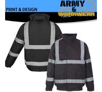 Giacca Bomber Di Sicurezza Hi Vis Con Badge Riflettente Stampata Alta Visibilità