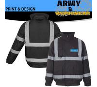 Giacca Bomber Di Sicurezza Hi Vis Con Badge Riflettente Stampata Alta Visibilità