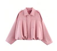 Giacca bomber elegante e alla moda da donna, leggera, con colletto alla coreana, tasche con zip, adatta per uso quotidiano, spiaggia, matrimonio, laurea, colore rosa estivo L,M,S,XL,XSColore unicoTess