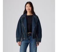 Giacca bomber in denim anni '80 Blu XS Tinta unita