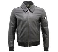 Giacca Bomber In Pelle Di Bovino Nera Analine A2 US Airforce Per Uomo