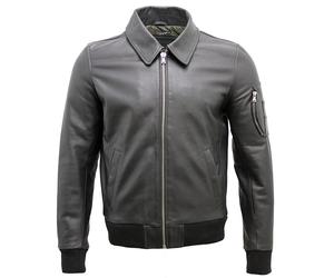 Giacca Bomber In Pelle Di Bovino Nera Analine A2 US Airforce Per Uomo