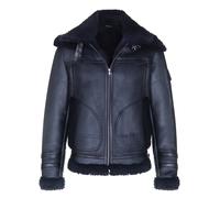 Giacca Bomber In Pelle Di Pecora Nera Da Uomo Retro RAF B3 In Vera Pelliccia