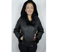 Giacca Bomber Pilota Aviatore In Pelle Di Pecora Shearling Nera 100% XS - 6XL