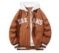 Giacca Bomber Uomo, Giubbino Uomo Primaverile Lettera Ricamo Varsity Jacket Vintage Cappotto Unisex Giubbotto da Coppia Autunno Inverno Giacca Moto Estiva Uomo per Sport all'Aria Aperta