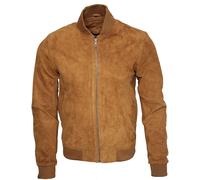 Giacca Bomber Varsity In Pelle Scamosciata Goatskin Tan Retro Da Uomo
