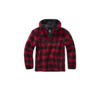 Brandit Teddyfleece Worker, felpa con cappuccio S male Rosso/Nero