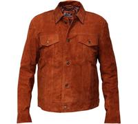 Giacca camicia uomo Hugh Jackman Trucker marrone chiaro vera pelle scamosciata