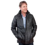 Giacca Cappotto In Pelle Nera Warm Classic Mid Length Uomo Infinity