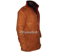 Giacca cappotto sceriffo Walt Longmire Robert vera pelle scamosciata collo...