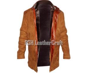 Giacca cappotto sceriffo Walt Longmire Robert vera pelle scamosciata fodera p...