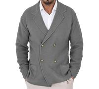 Giacca Cardigan Doppiopetto da Uomo Slim Lapel Plus Size Blazer Maglione alla Moda