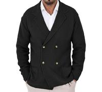 Giacca Cardigan Doppiopetto da Uomo Slim Lapel Plus Size Blazer Maglione alla Moda