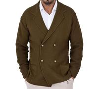 Giacca Cardigan Doppiopetto da Uomo Slim Lapel Plus Size Blazer Maglione alla Moda