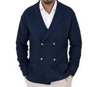 Giacca Cardigan Doppiopetto da Uomo Slim Lapel Plus Size Blazer Maglione alla Moda
